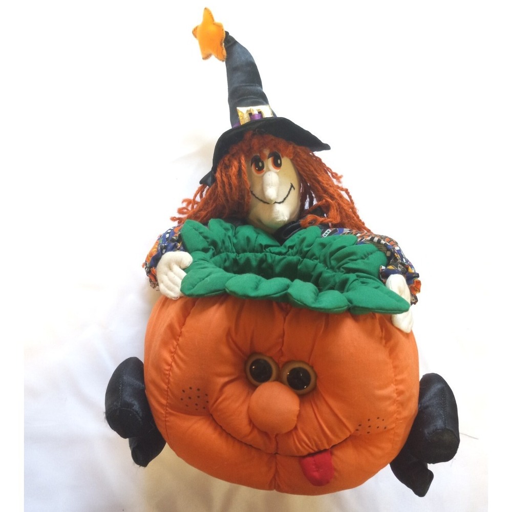 Vintage 1999 Halloween Witch Joelson Industries Candy Holder Basket Pumpkin